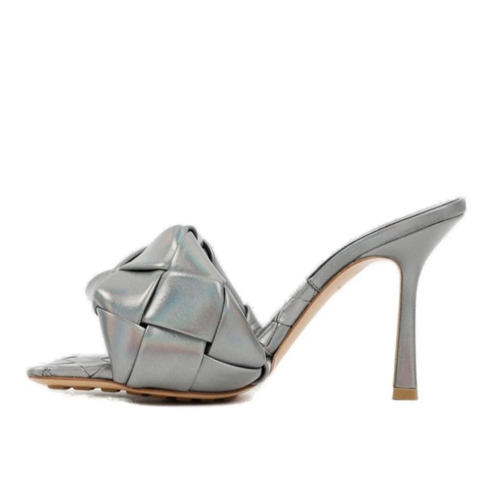 Bottega Veneta Metallic Silver Sandals